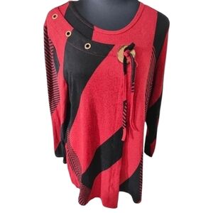 DOMANI Italian Round Neck Cotton Blend Tunic Top Size Large NWT